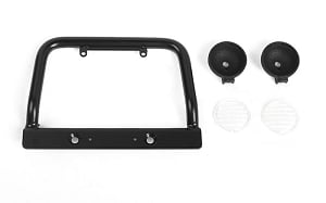 Steel Push Bar Front Bumper W/ Clear Flood Lights for RC4WD Gelande II 2015 Land Rover Defender D90