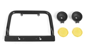 Steel Push Bar Front Bumper W/ Yellow Flood Lights for RC4WD Gelande II 2015 Land Rover Defender D90